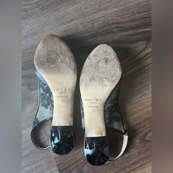 Jimmy Choo Lace Sling Back Heels Size 38 - Picture 14 of 14
